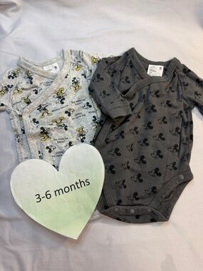 Disney Baby Grey & Charcoal Mickey Mouse Wrap One-Piece Bodysuit Set